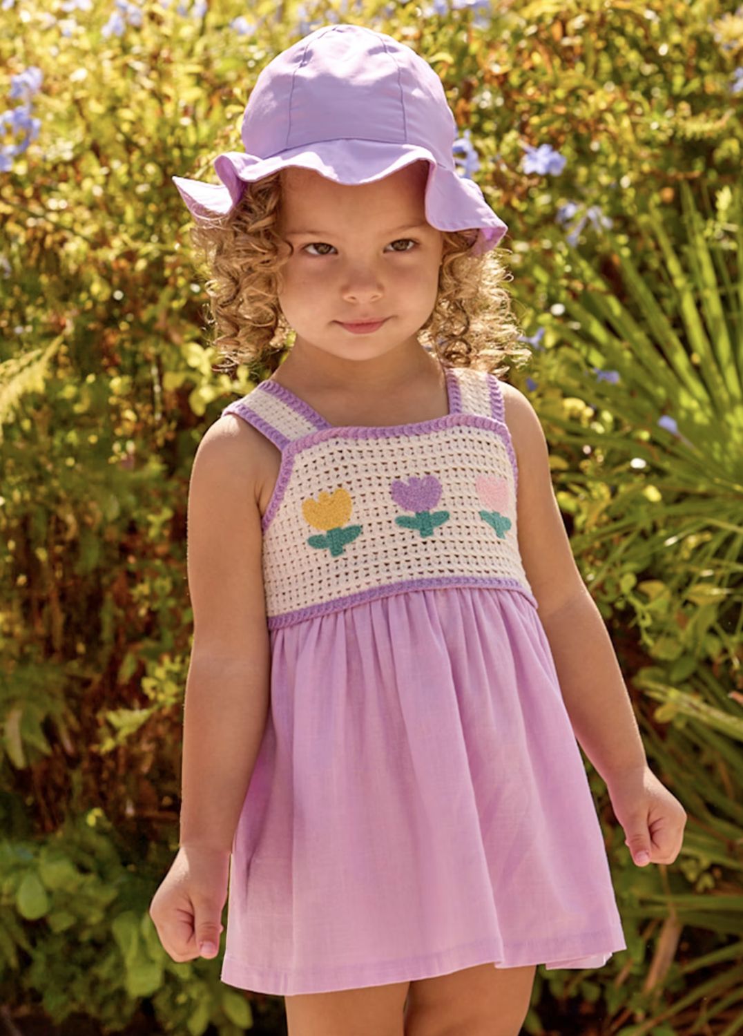 Baby Girl's Crotchet Combi Dress 1931 - Lilac