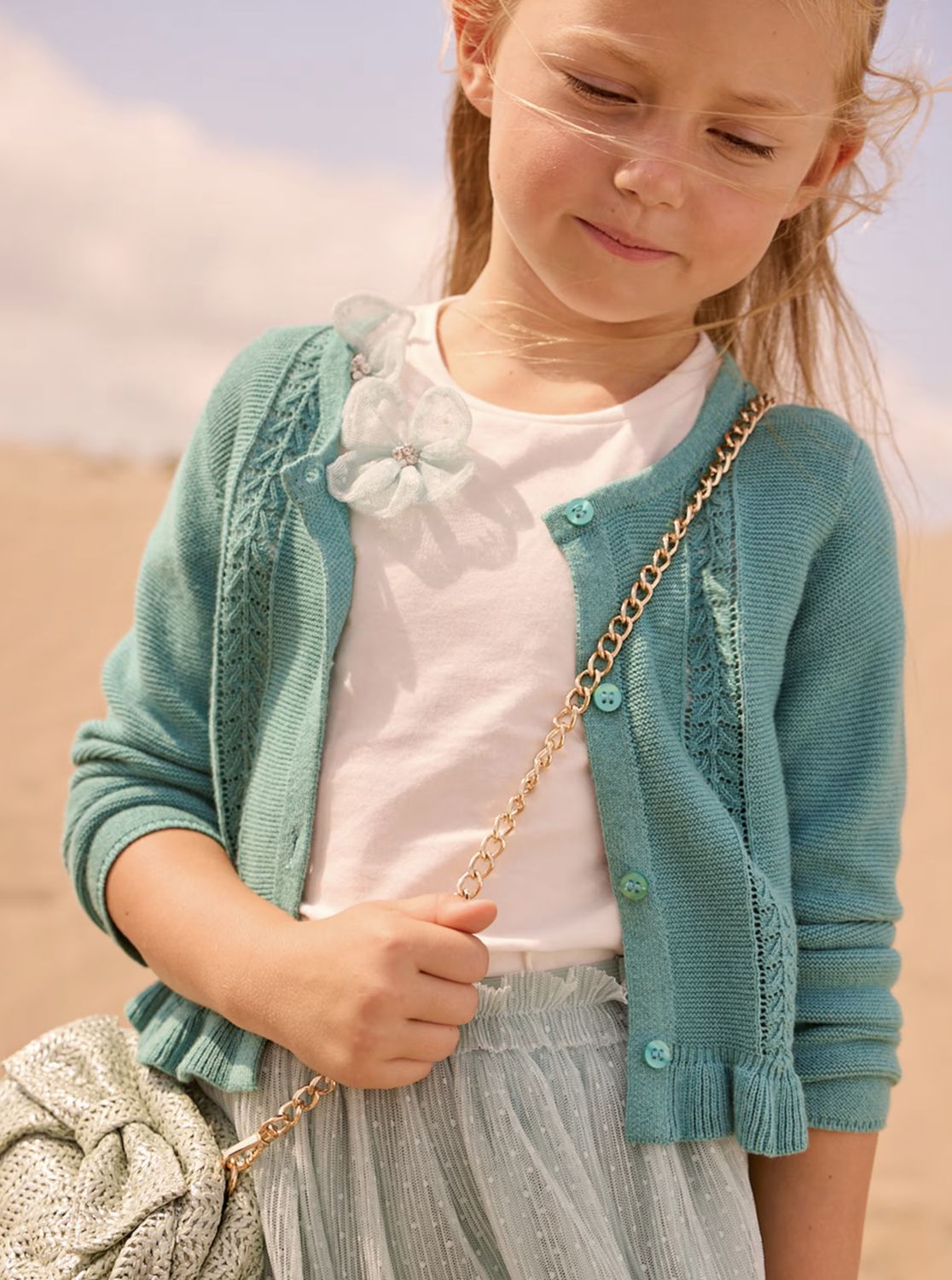 Girl's Knitted Cardigan 3383 - Mint
