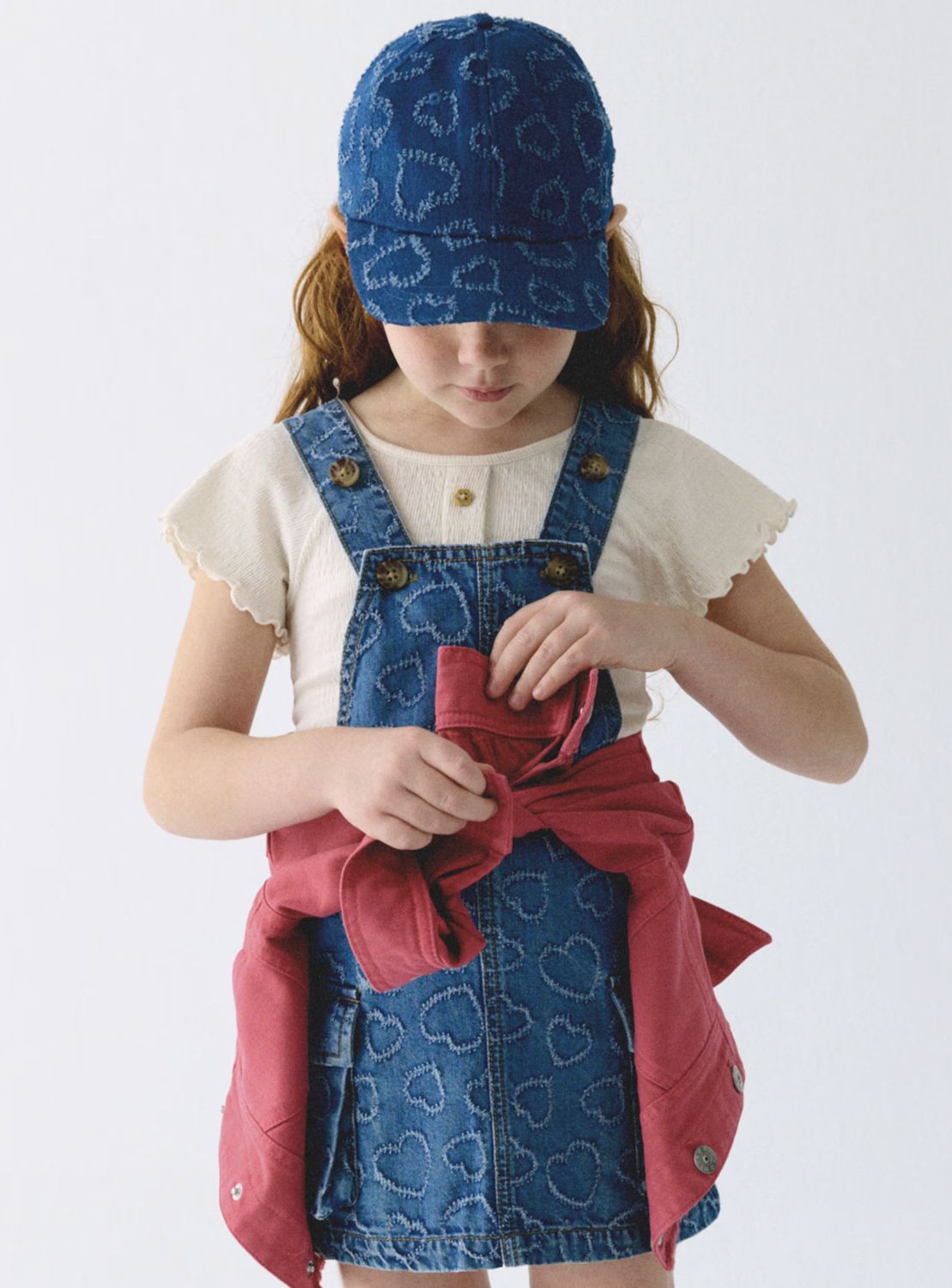 Girl's Denim Pinafore 3910 - Hearts