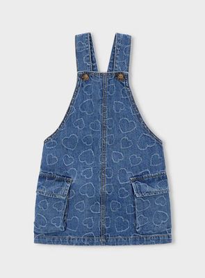 Girl's Denim Pinafore 3910 - Hearts