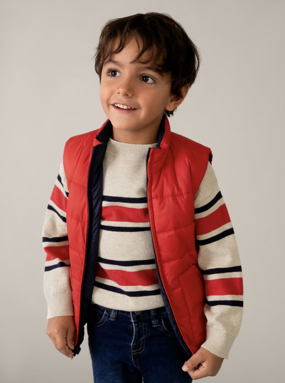 Boy's Reversible Gilet 3380 - Tomato/Navy