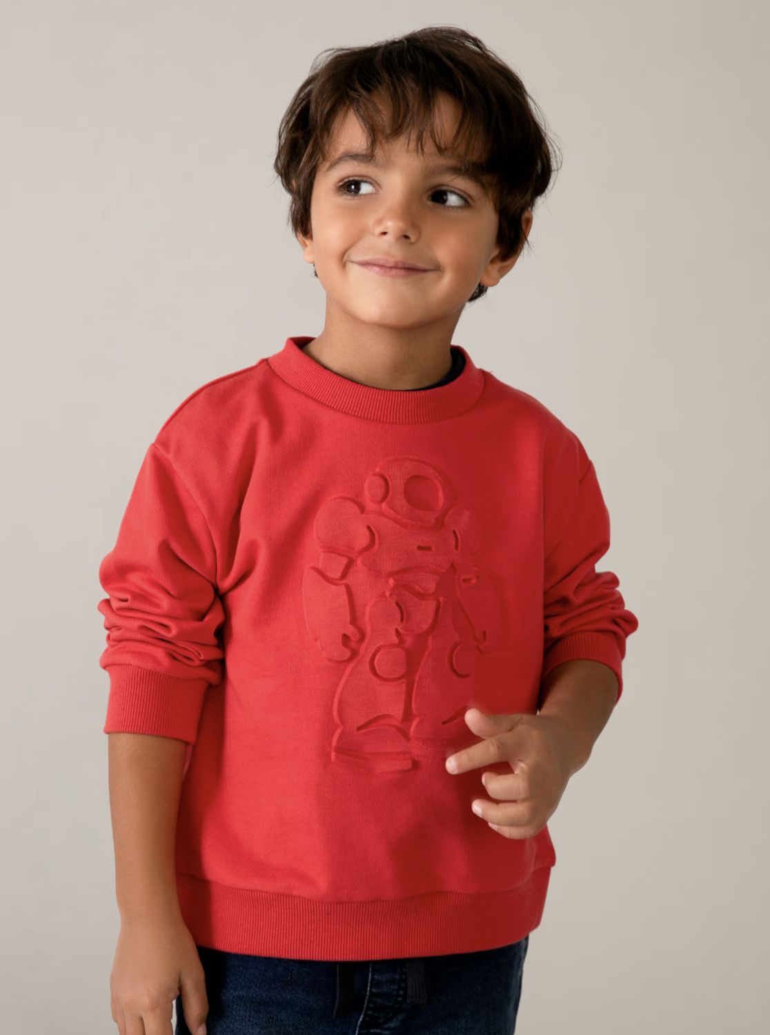 Boy's Embossed Sweatshirt 3434 - Tomato