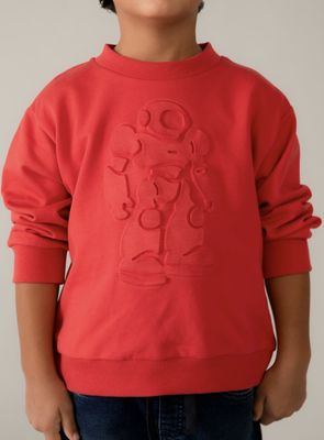 Boy's Embossed Sweatshirt 3434 - Tomato