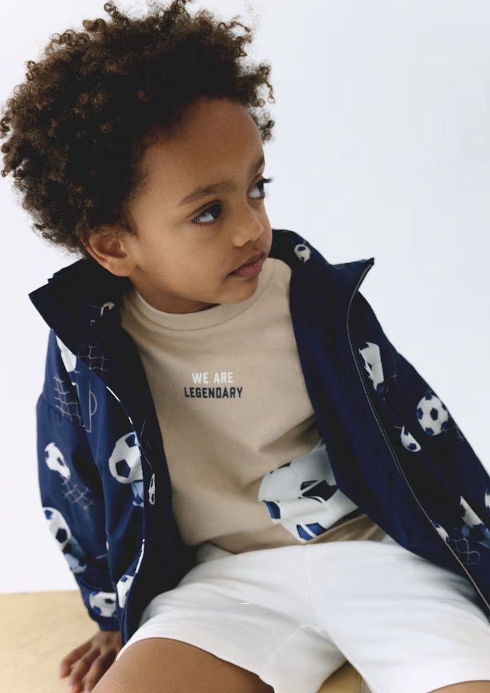 Boy's Football Print Windbreaker 3446 - Navy
