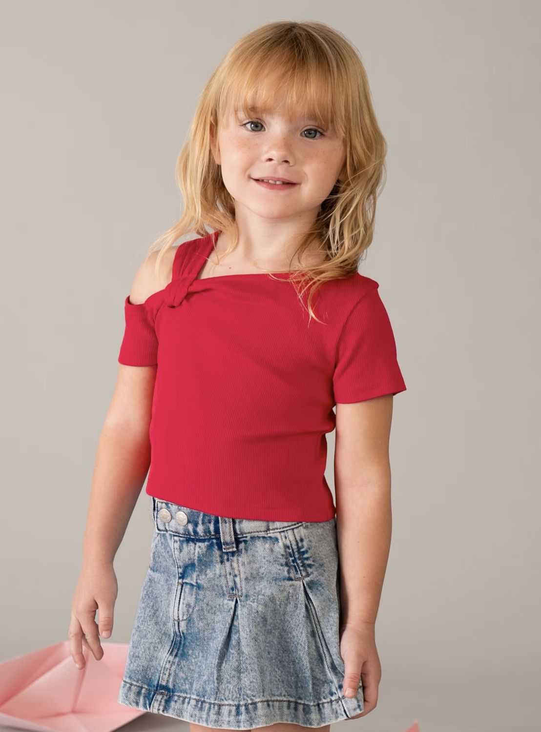 Girl's Pleated Denim Skirt 3905 - Light