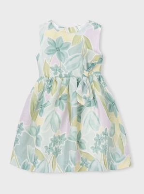 Girl's Floral Bow Dress 3913 - Lake