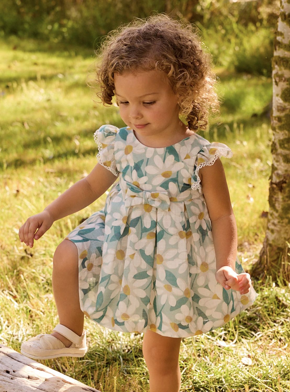 Baby Floral Print Ruffled Dress 1910 - Lake