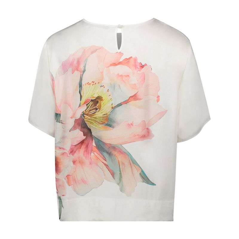Patch Cream Flower Top with Striped Hem - 8030/1847