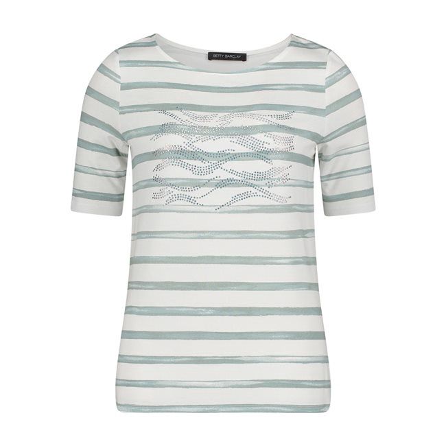 Embellished Cream/Mint Striped Top - 2808/1925