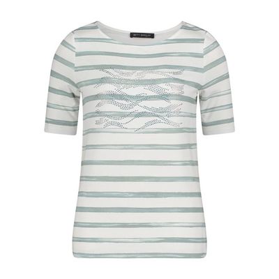 Embellished Cream/Mint Striped Top - 2808/1925