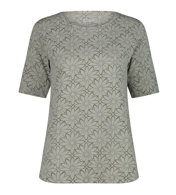 Women's Burnout Jersey T-Shirt with Floral Print 36N5066 - Avocado