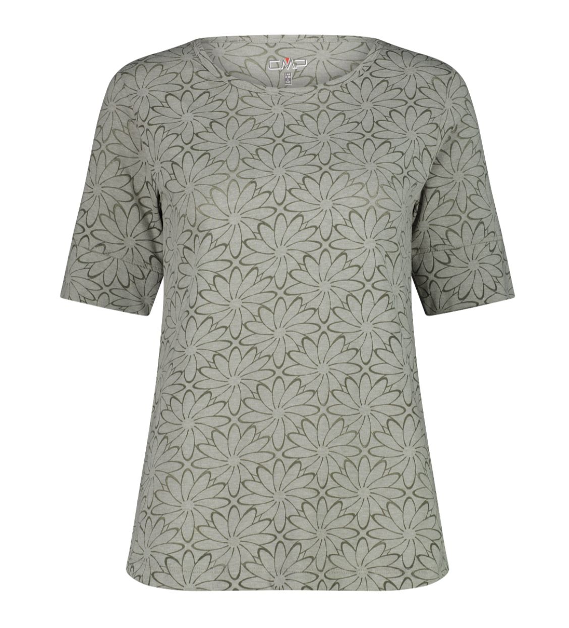 Women's Burnout Jersey T-Shirt with Floral Print 36N5066 - Avocado, Size: XS
