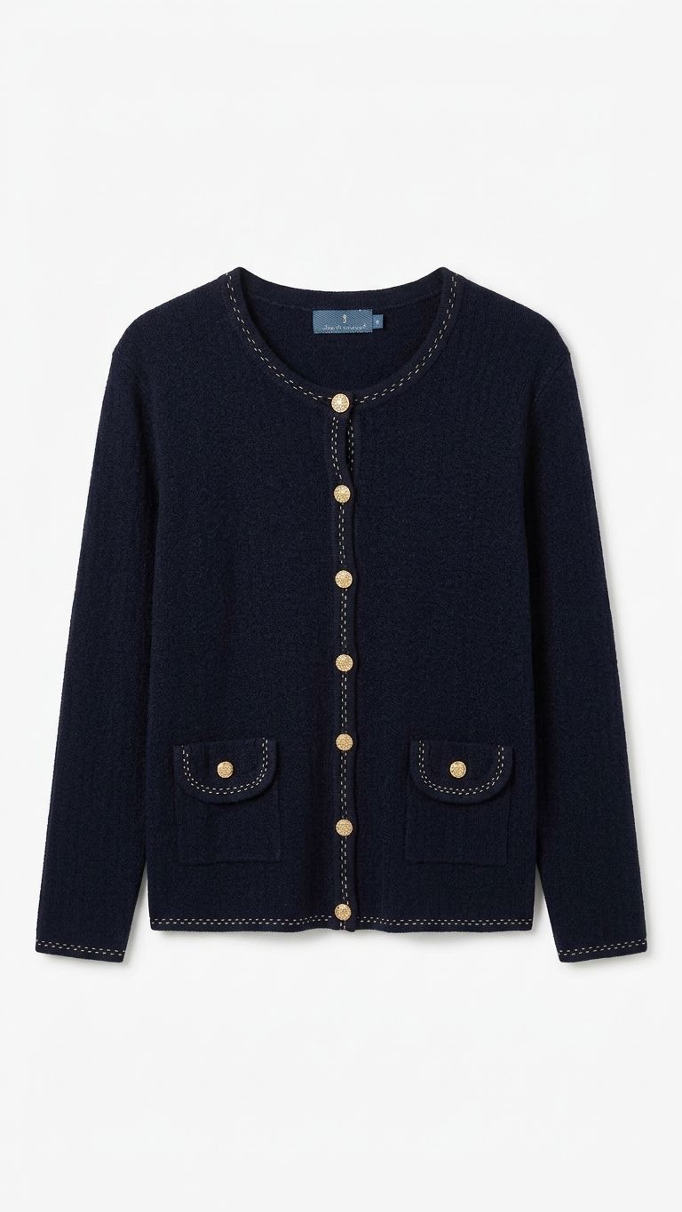 Night Sky Textured Jacket with Gold Buttons DM185, Size: 12