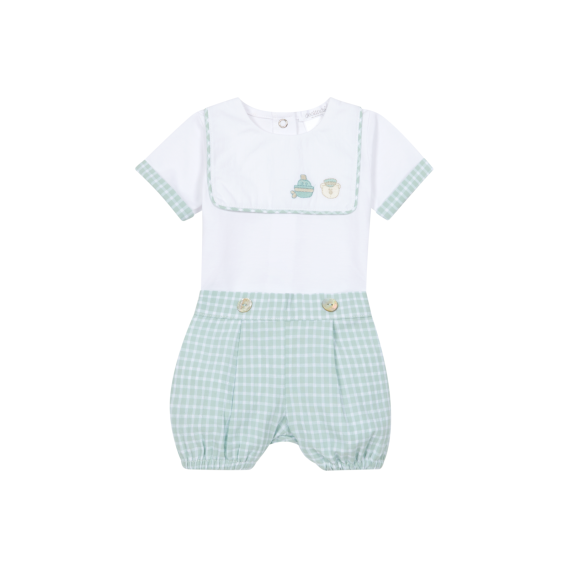 Baby Boy's Green Gingham Shorts Set DBV26625