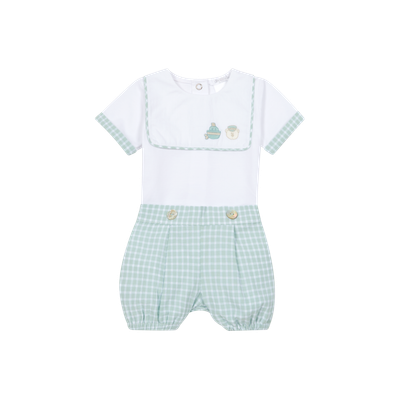 Baby Boy's Green Gingham Shorts Set DBV26625