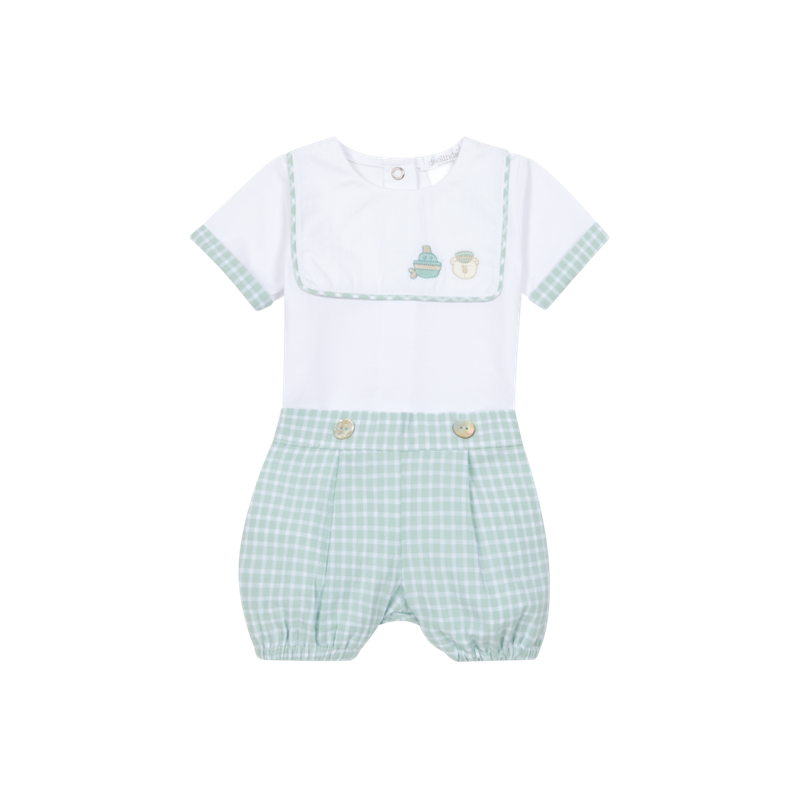 Baby Boy's Green Gingham Shorts Set DBV26625