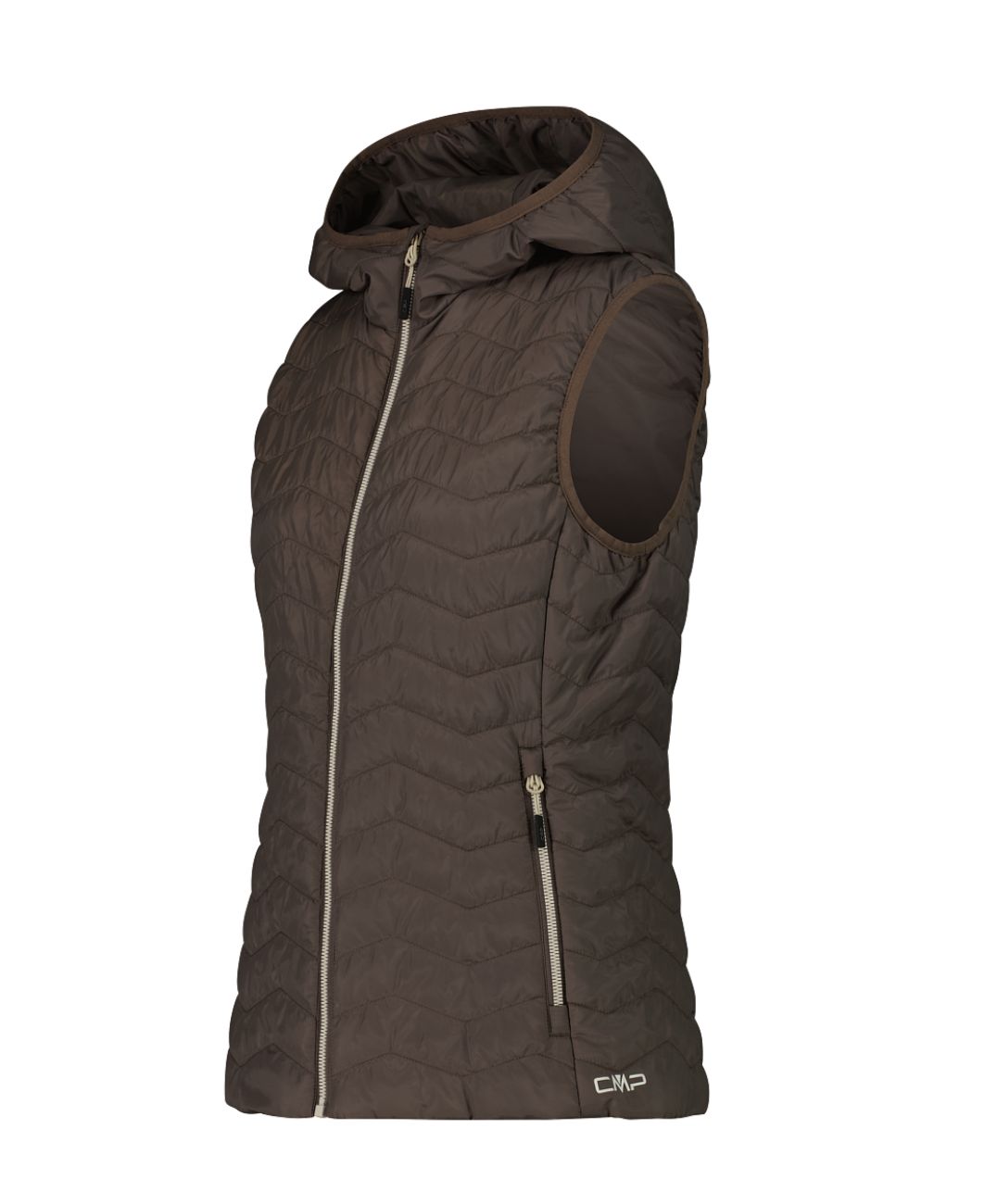 Women's Padded Vest with Hood 35Z5026 - Toffee, Size: XS