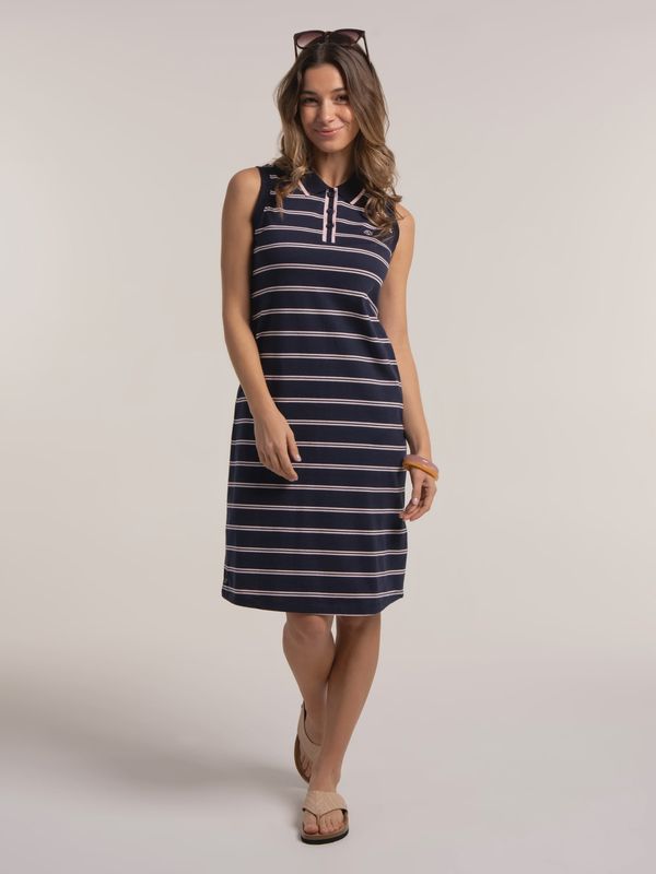 Mara Stripe Polo Knee Length Dress Navy