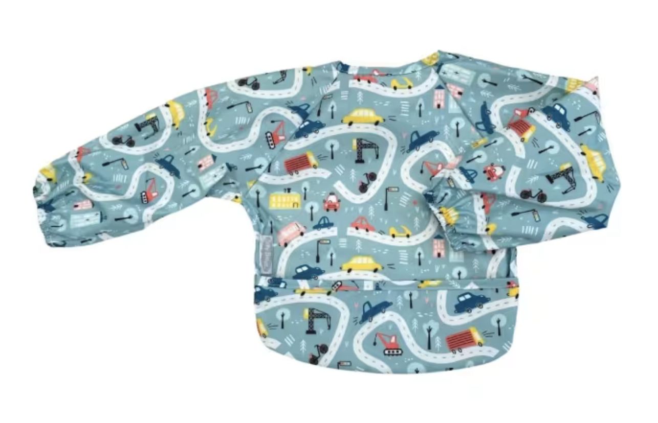 Wipe Clean Nylon Small Long Sleeve Bib Road Map 124241