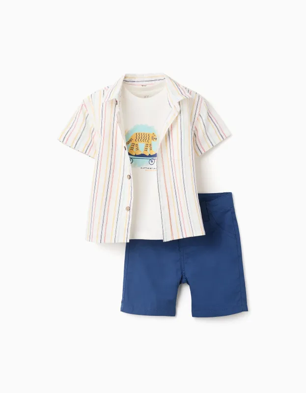 Baby Boy's Shirt/T-Shirt/Shorts Set - Light Beige