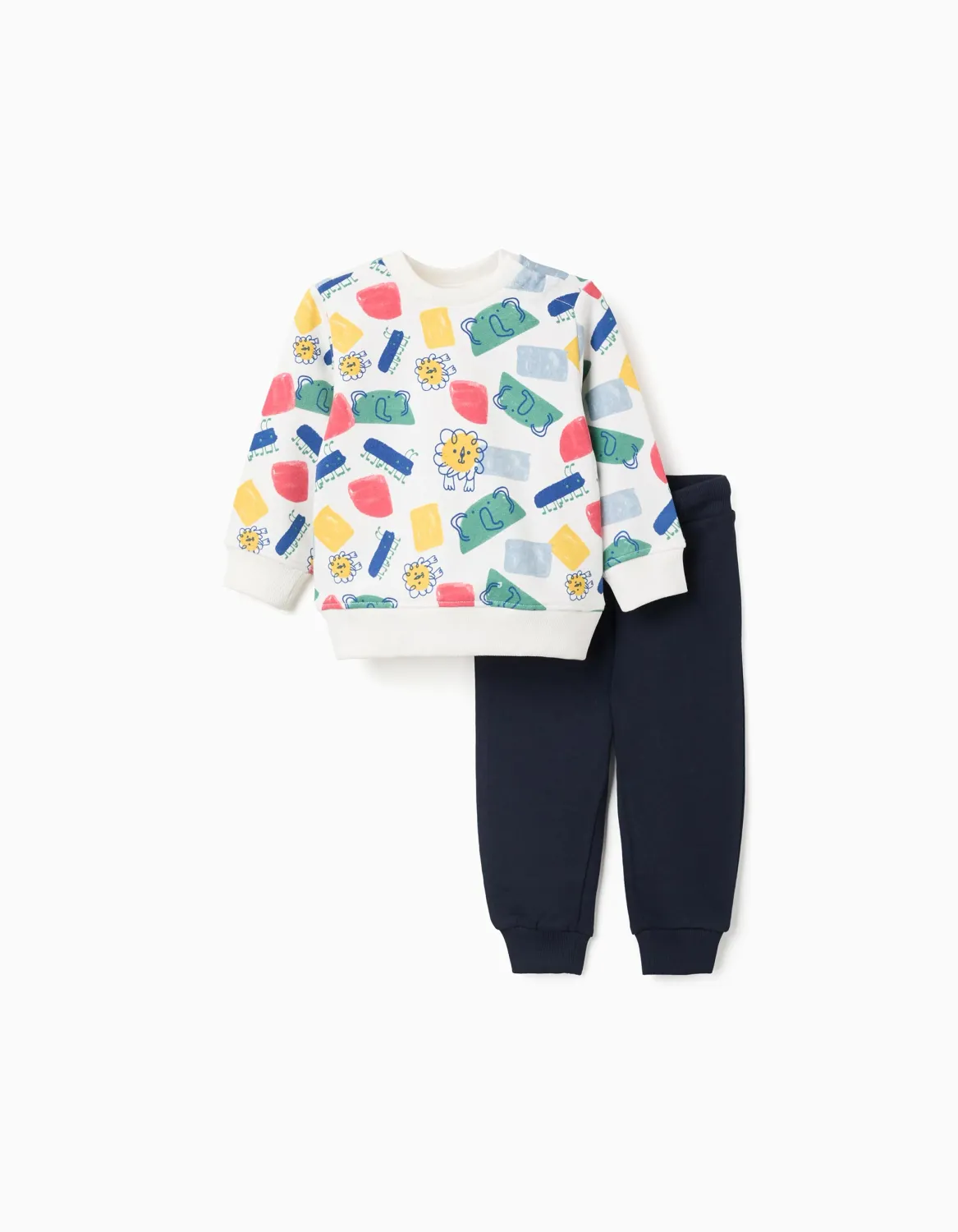 Baby Boy's Animals Sweatshirt &amp; Joggers - White/Navy