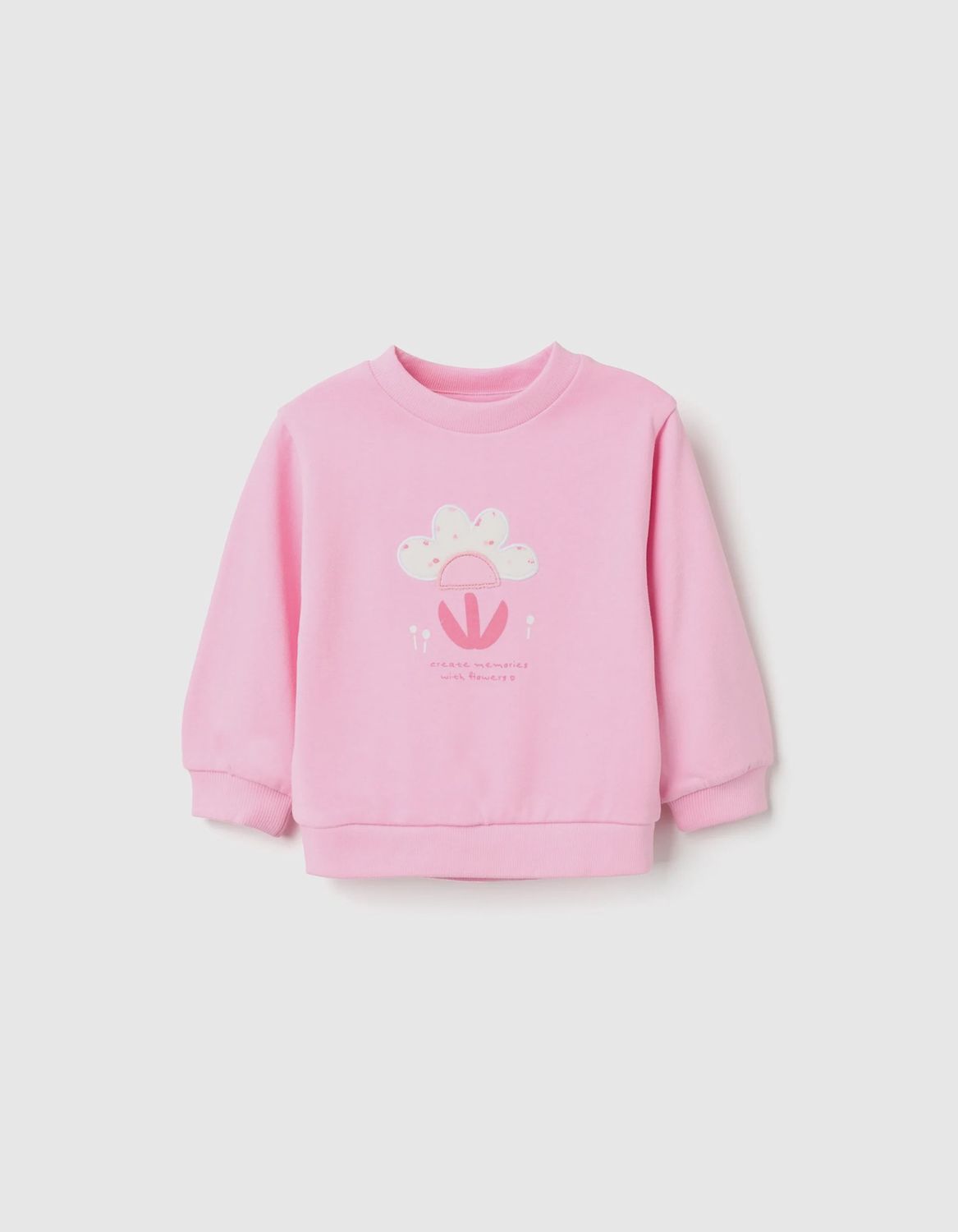 Baby Girl's Pink Flower Applique Sweatshirt