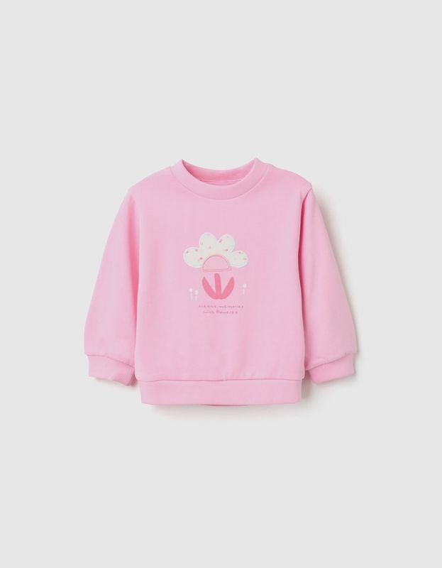 Baby Girl's Pink Flower Applique Sweatshirt