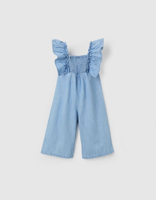 Baby Girl's Wide Leg Denim Jumpsuit