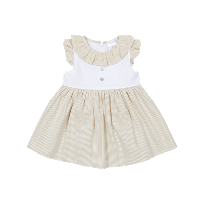 Girl's Beige Stripe Dress DBV26410