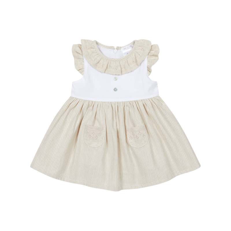 Girl's Beige Stripe Dress DBV26410