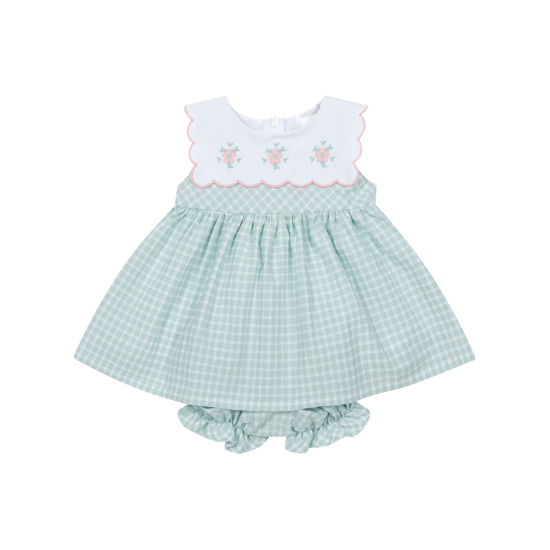 Baby Girl's Pale Green Gingham Dress &amp; Bloomers DBV26312