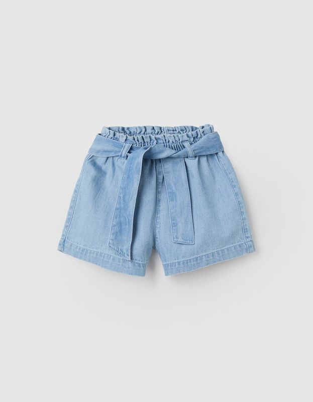 Baby Girl's Denim Paperbag Shorts