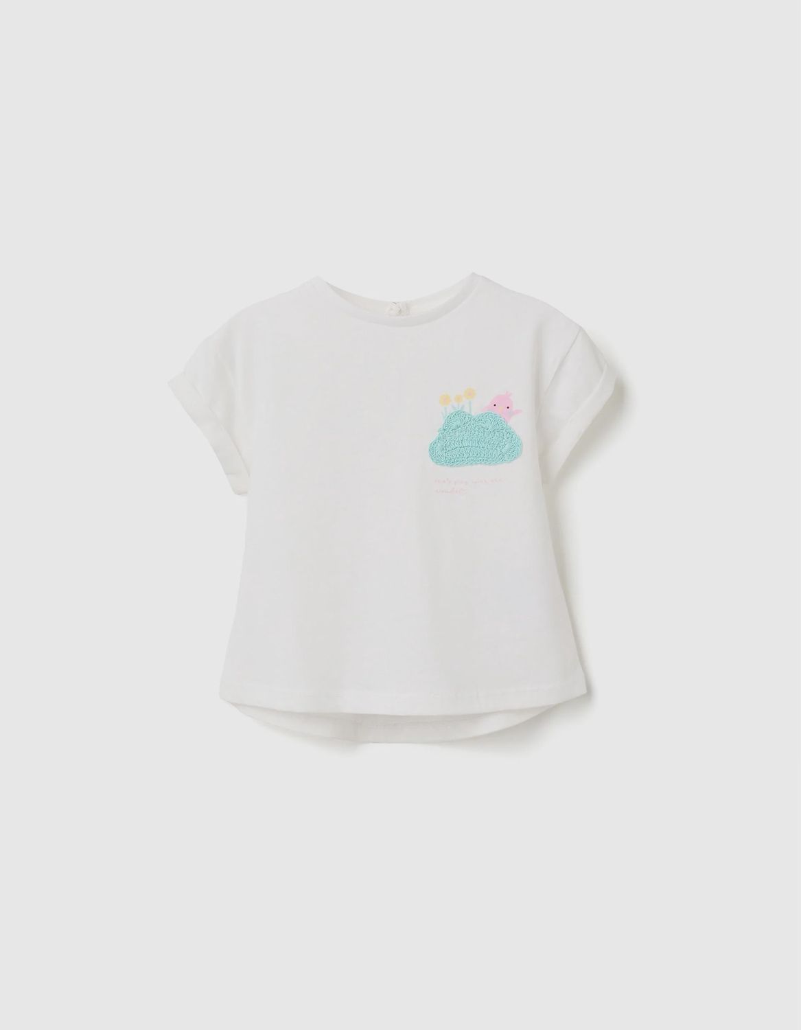 Baby Girl's White Crotchet Cloud T-Shirt