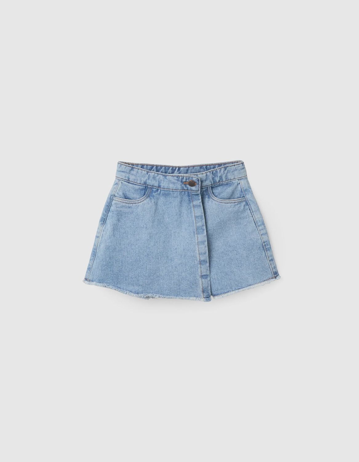 Girl's Denim Skort with Frayed Hem