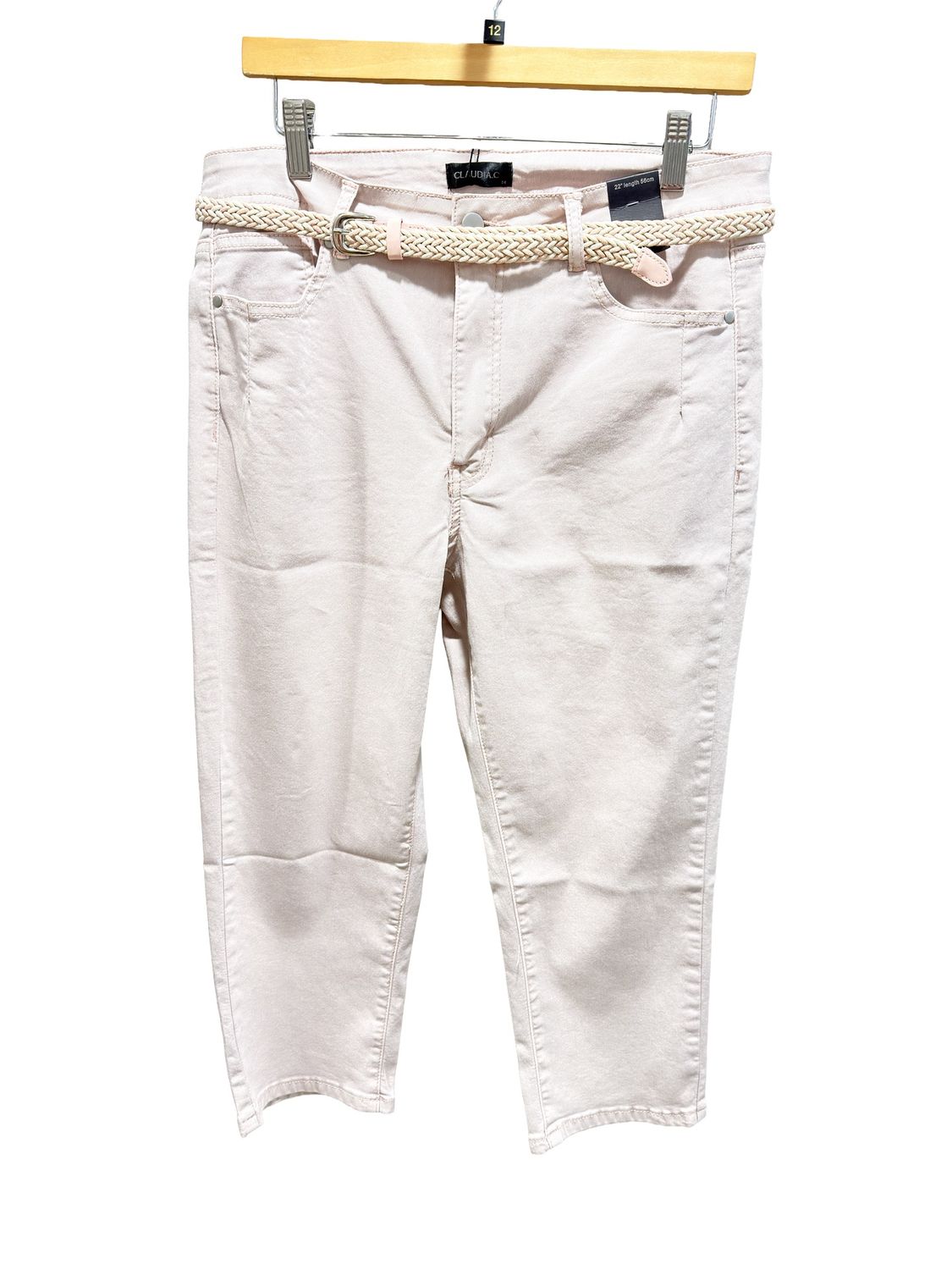 Pink 22" Crop Trouser with Belt COL13322