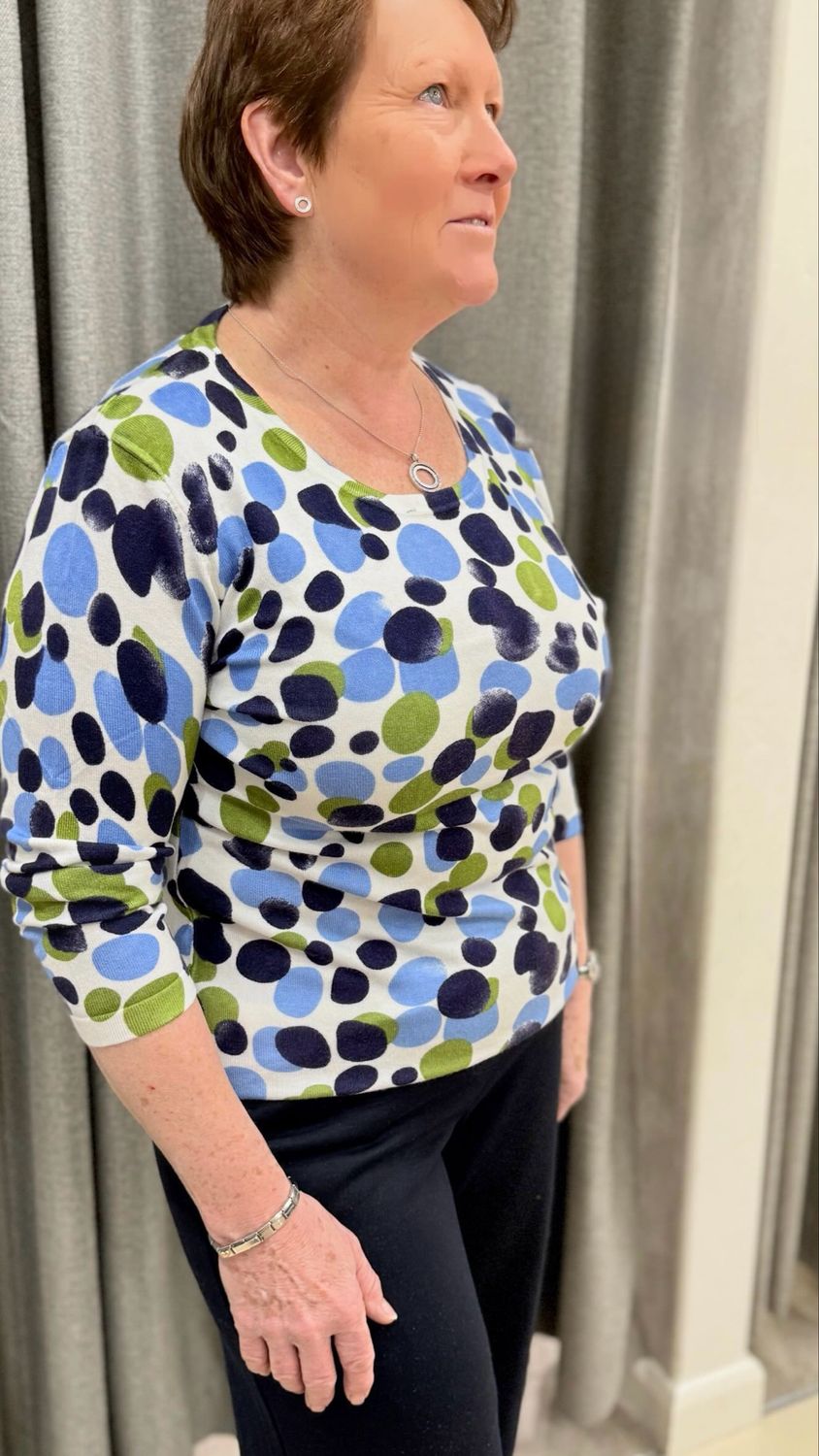 White Spot Print Jumper with 3/4 Sleeves COL13362