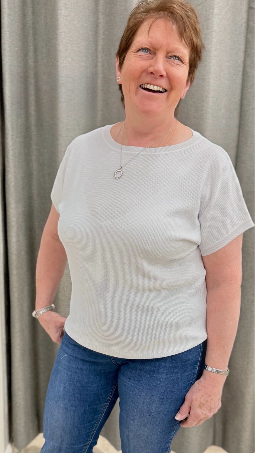 White Textured Top COL13366