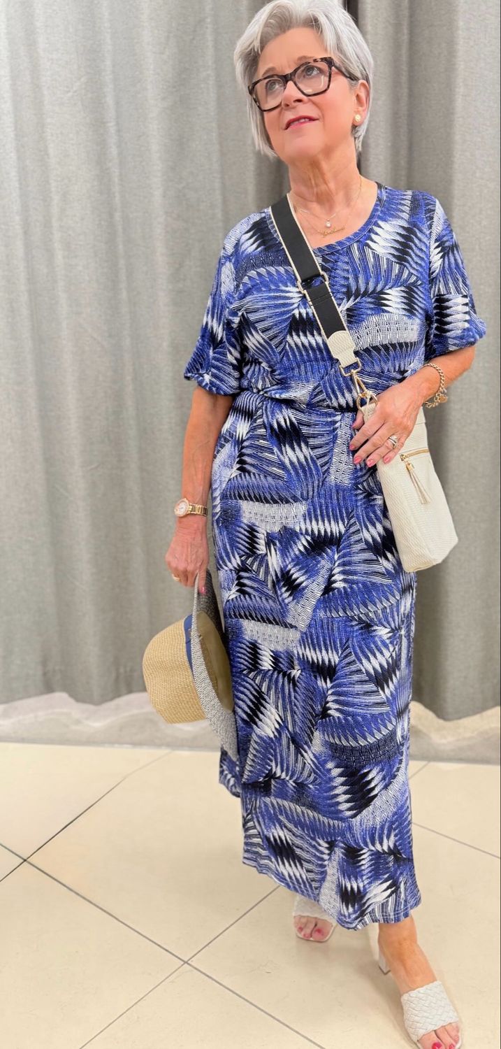 Cobalt Print Dress COL13230
