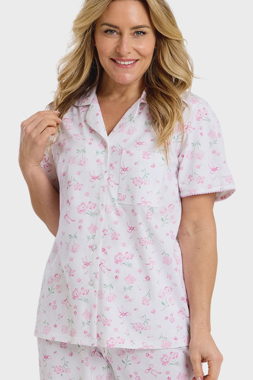 Spring Garden Pink Soft Cotton Jersey Pyjamas