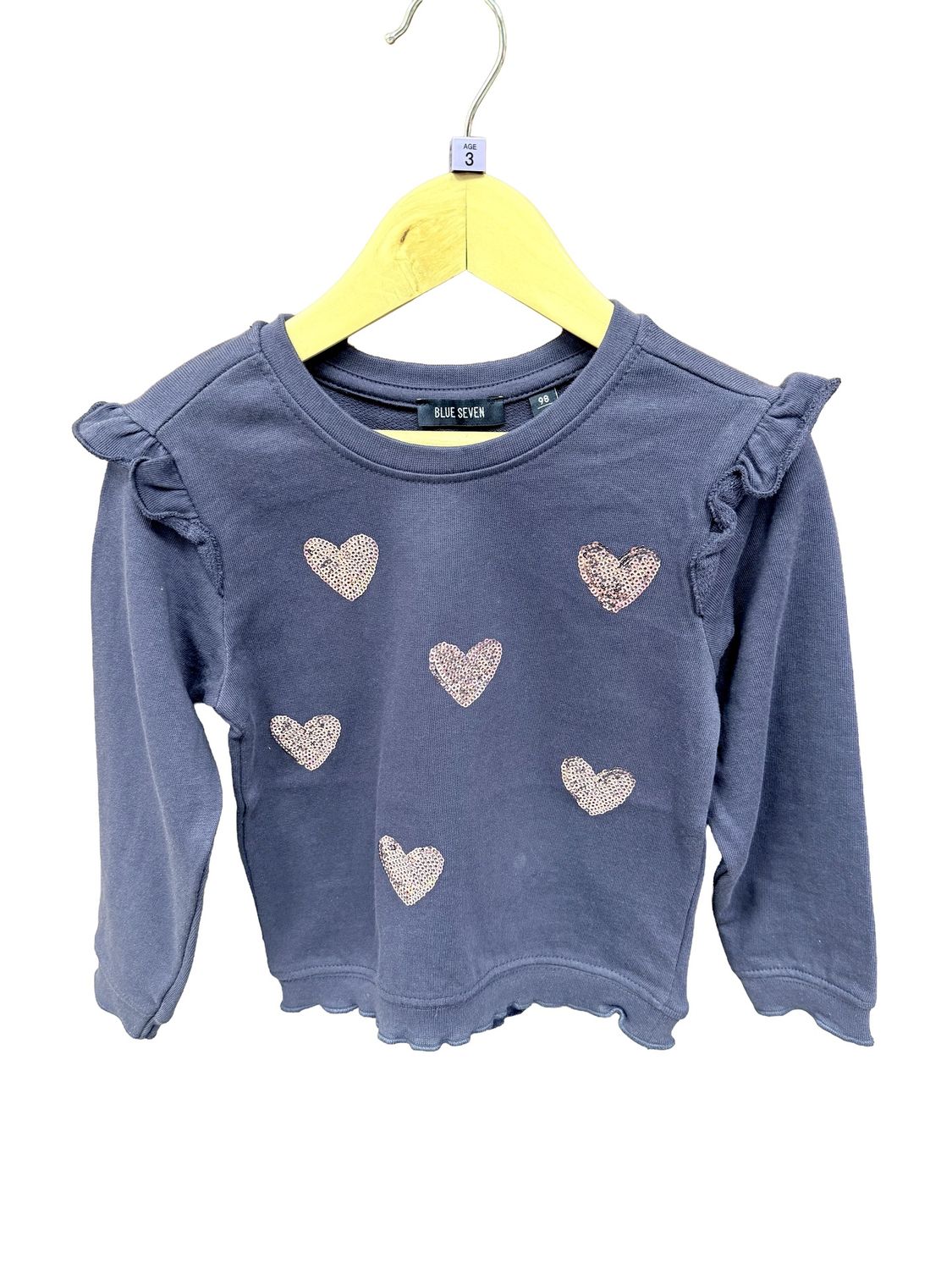 Girl's Navy Sequin Hearts Sweatshirt 717633-5680