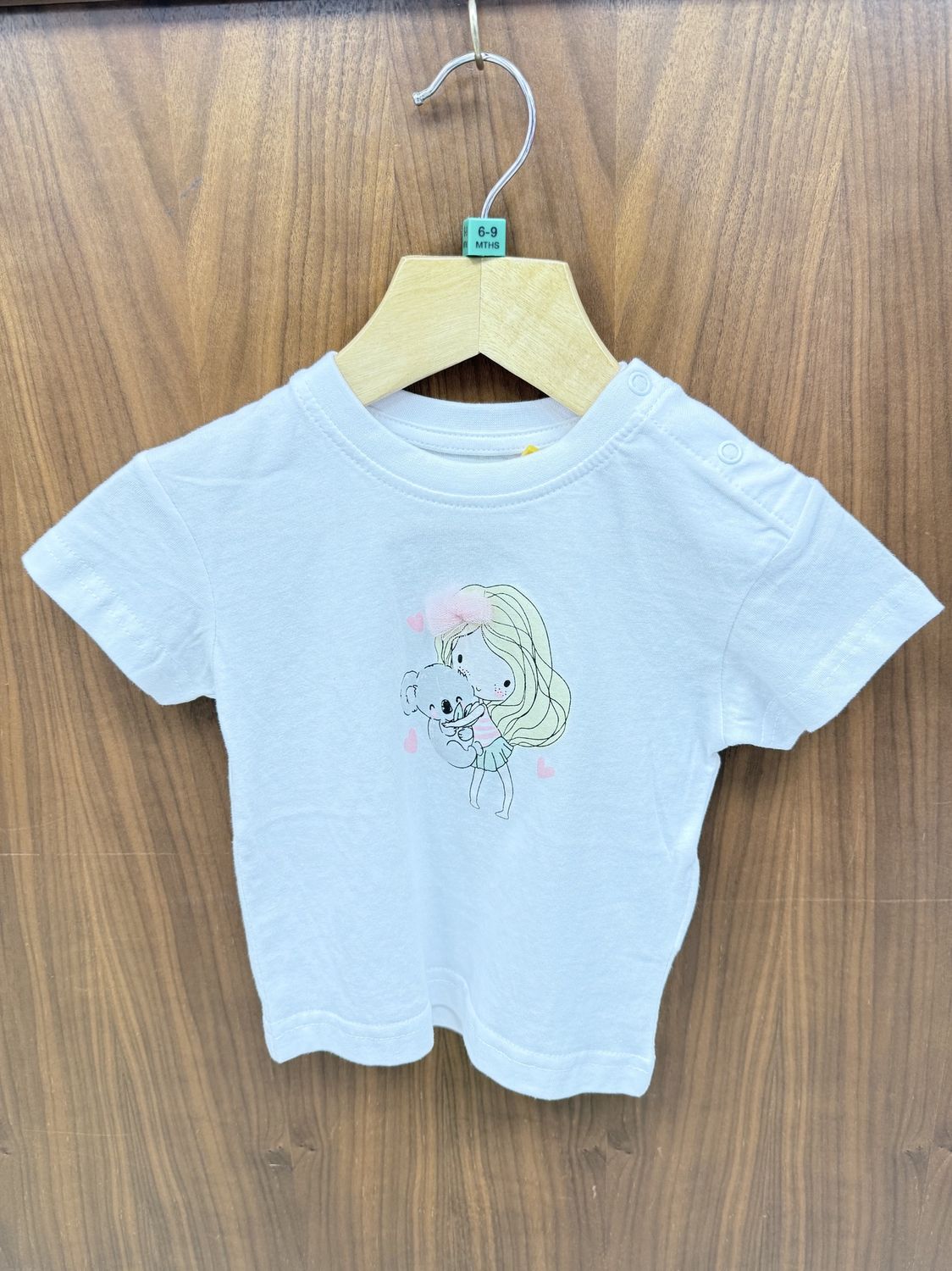 Baby Girl's White Koala/Girl Print Top 901171-0001, Size: 6-9M