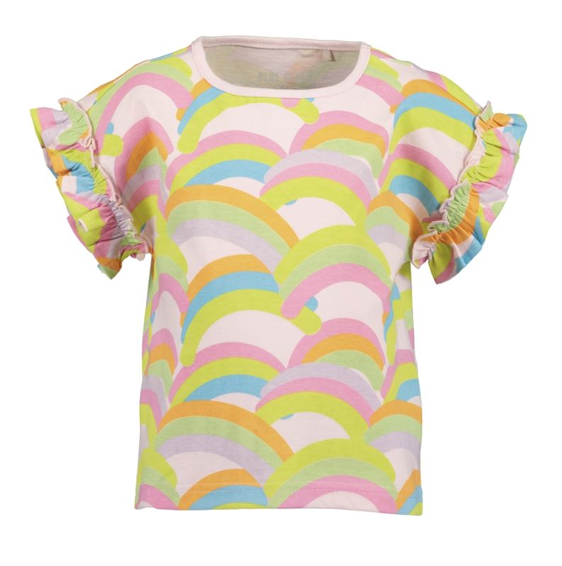 Girl's Multi Rainbows Ruffle Sleeve Top 702386-4131