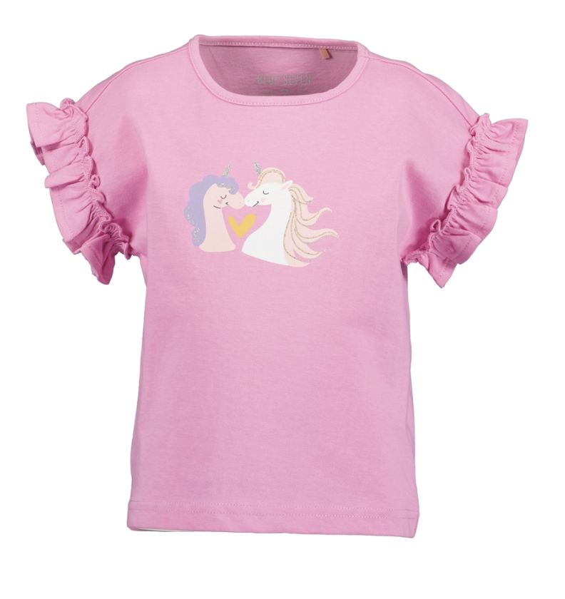 Girl's Pink Unicorns Ruffle Sleeve Top 702386-4131