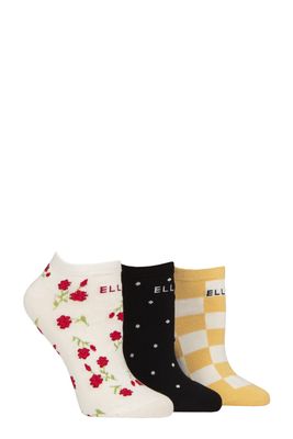 Ladies 3 Pack Cotton Plain Stripe &amp; Patterned No-Show Socks TB10