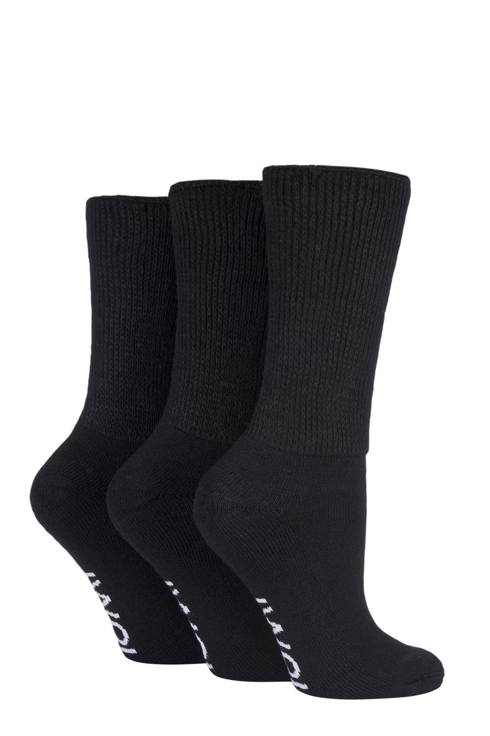 Ladies Cushioned Foot Diabetic Socks 3 Pack IOLDS, Colour: Black, Size: 4-8