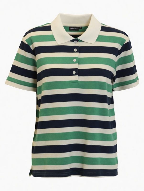 Matcha Green Striped Polo Shirt 220342