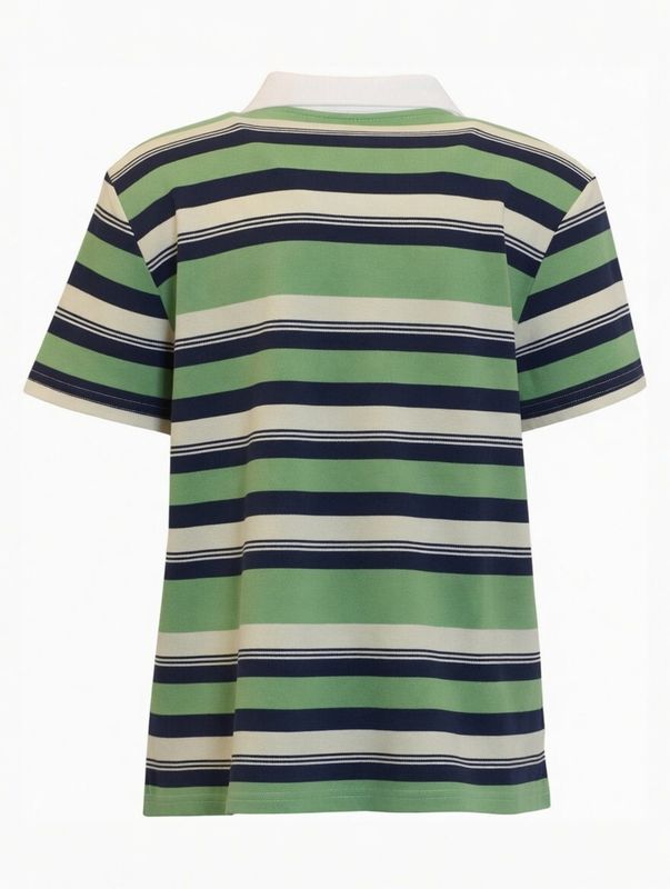 Matcha Green Striped Polo Shirt 220342