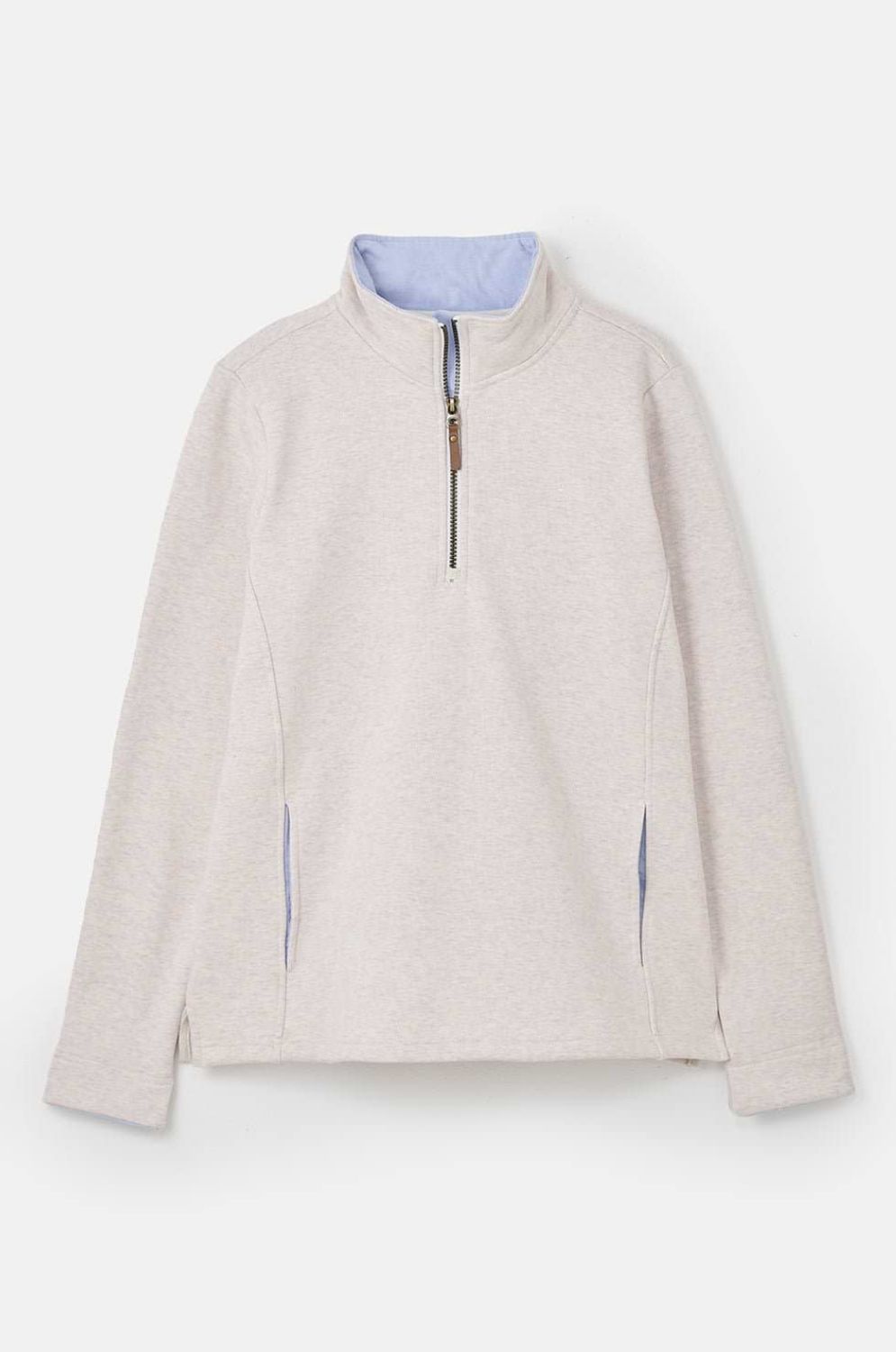 Shore Jersey Half Zip Sweatshirt, Colour: Oatmeal, Size: 8
