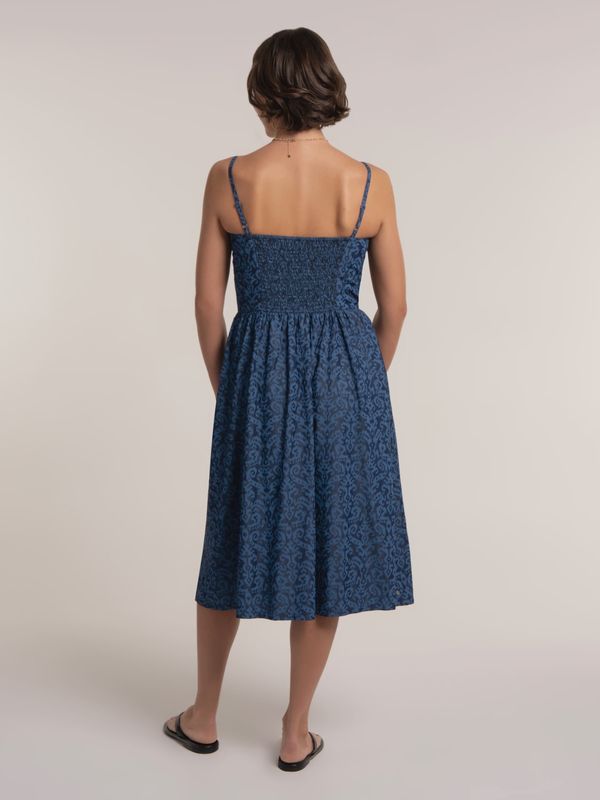 Mari Ikat Printed Midi Dress Blue