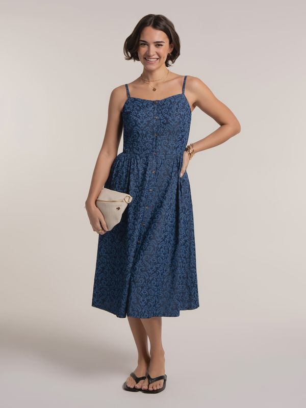 Mari Ikat Printed Midi Dress Blue